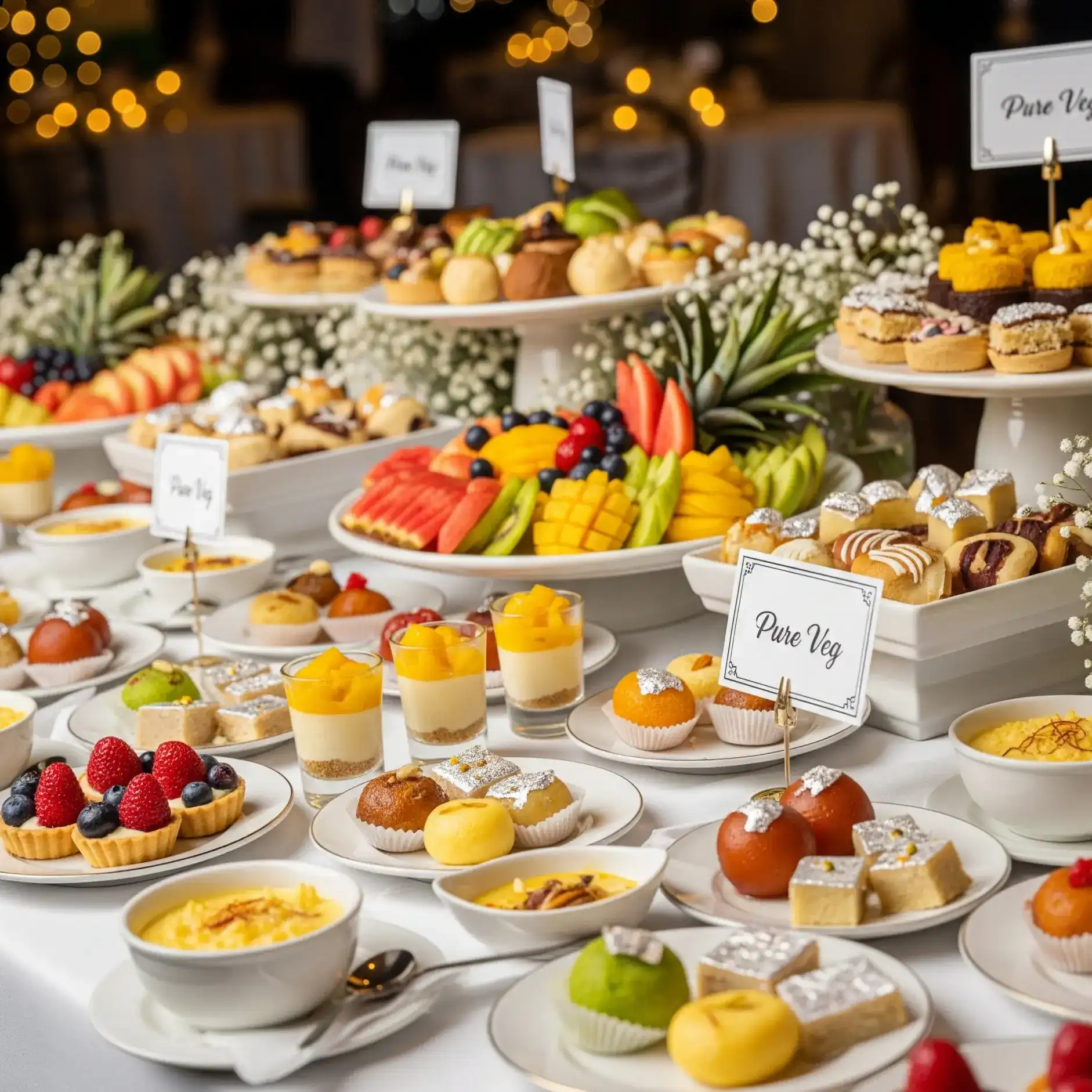 Beautifully plated dessert table - Pure Veg Catering